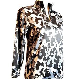 C9 Champion Athletic Top Size M Gray Camouflage 1/4 Zip Pullover Long Sleeve